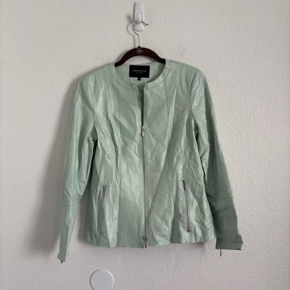 Lafayette 148 New York Jackets & Blazers - Lafayette 148 New York Women's Size 4 Mint Green 100% Leather Full Zip Jacket